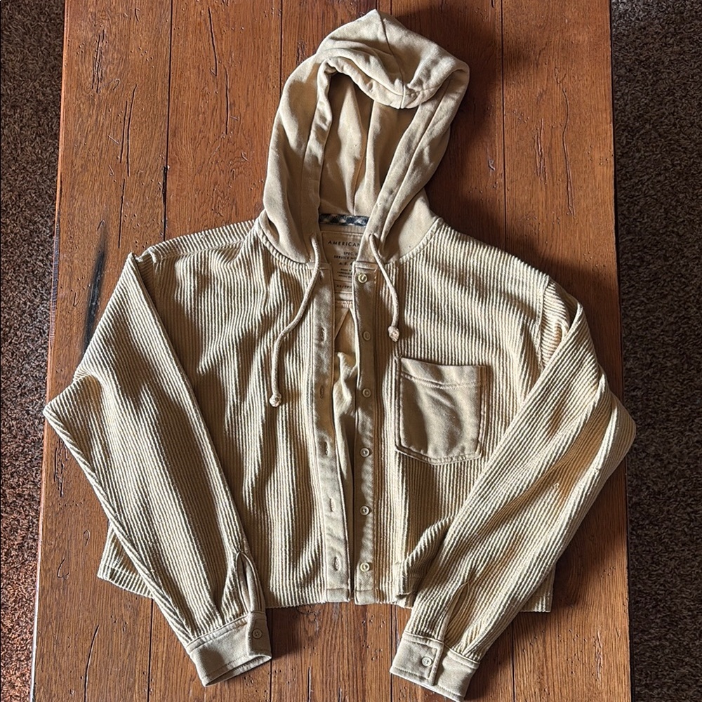 Tan American Eagle Corduroy Button Up